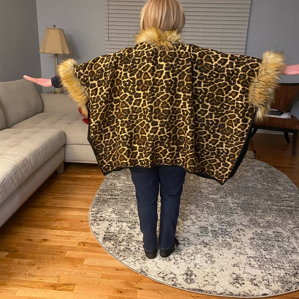 leopard faux poncho